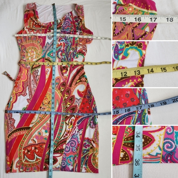 Vintage 90s Y2K Cache Paisley Chain Belt Mini Dress - Picture 9 of 10